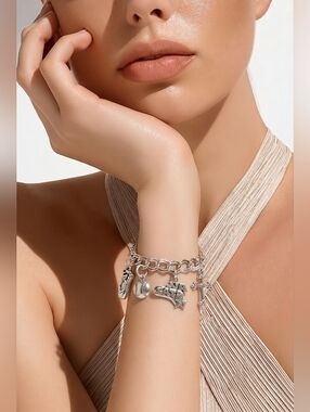 Charm Bracelet with Sports and Cross Charms